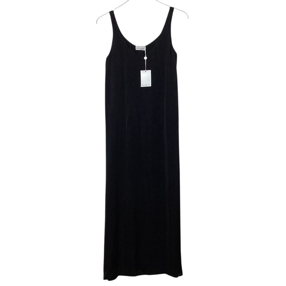 RAEY Black Cupro Slip Midi Dress NWT UK 4 US 0 Minimalist 90s Bias Cut